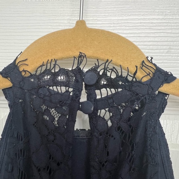 High Neck Navy Lace Halter Dress - Picture 5 of 7